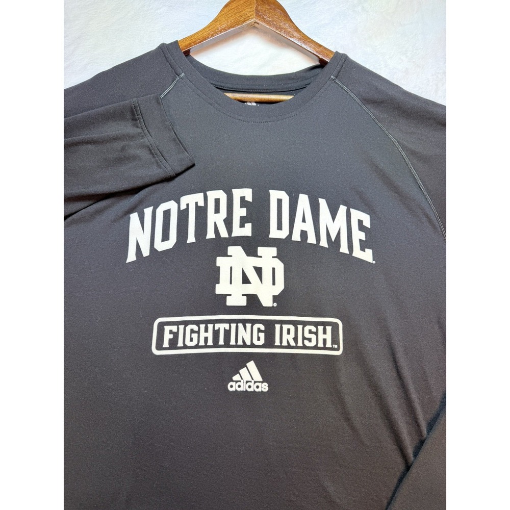 Adidas Climalite Notre Dame Fighting Irish Long Sleeve Shirt Black Mens 2XL NCAA